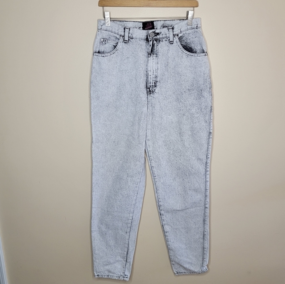 Vintage Sasson | Bleached Acid Wash High Waisted Tapered Leg Mom Jeans